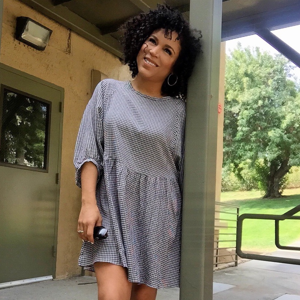Navy & white gingham plaid dress, NEW! - Picture 2 of 8